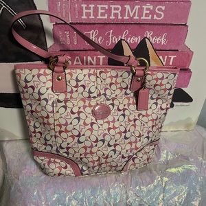 Pink and white and purple tote bag